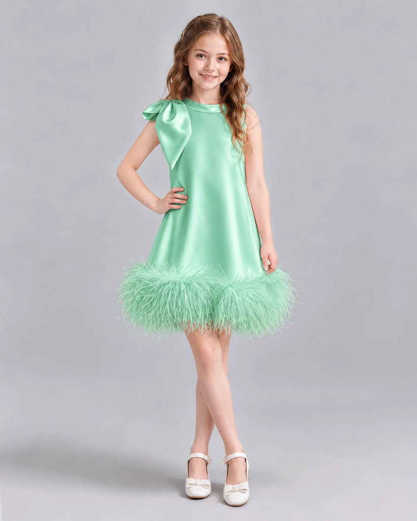 Mint Green A-line Girls Formal Dresses Front
