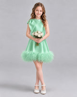 Mint Green A-line Girls Formal Dresses Pose