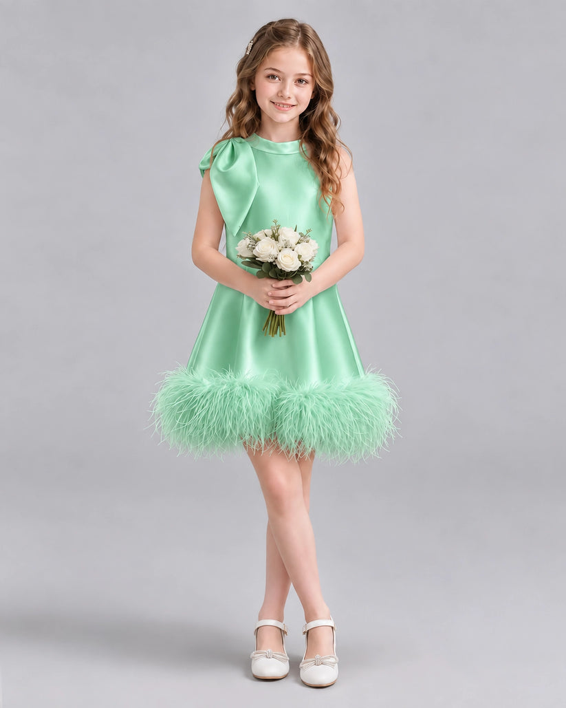 Mint Green A-line Girls Formal Dresses Pose