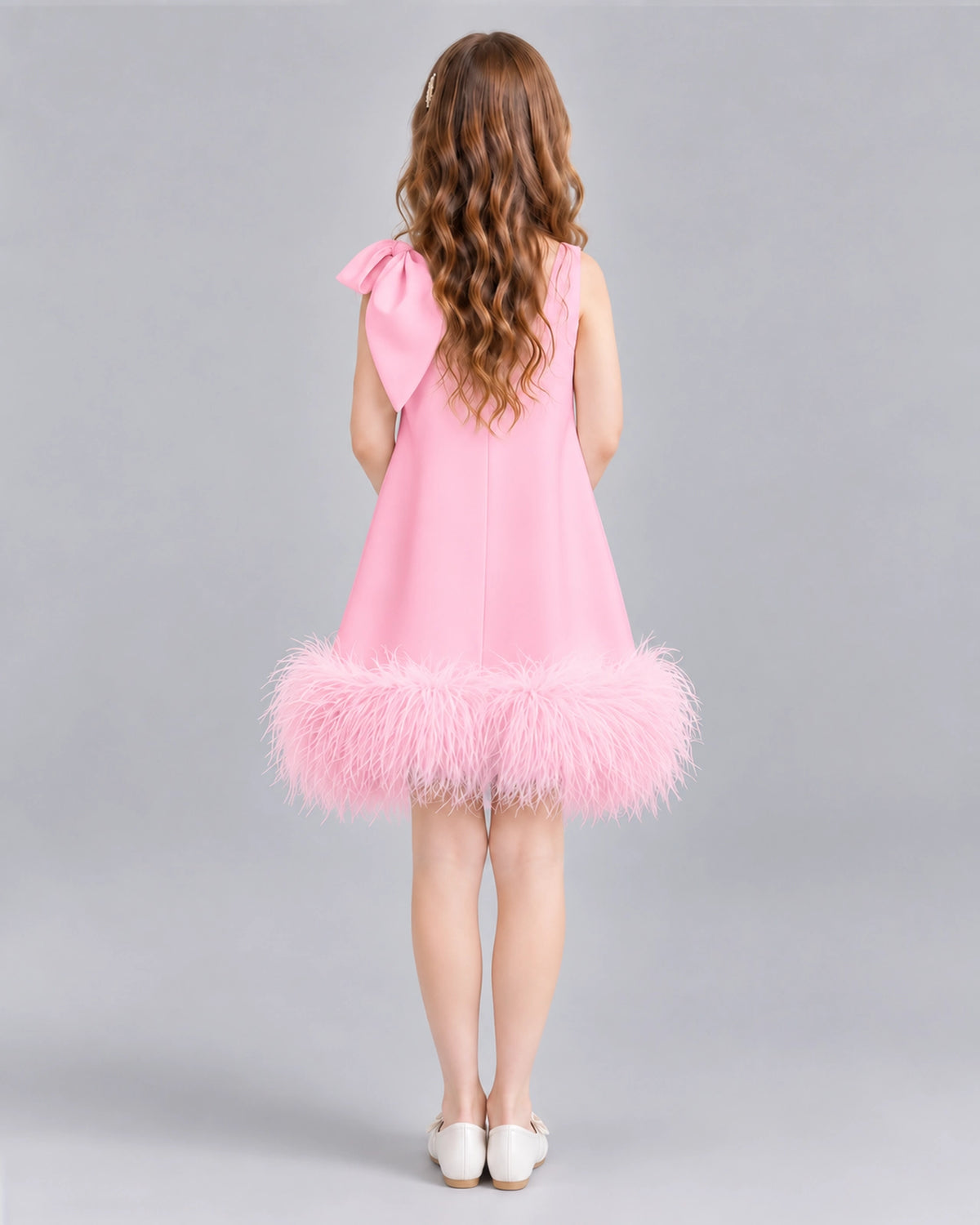 Pink A-line Girls Formal Dresses Back