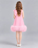 Pink A-line Girls Formal Dresses Back