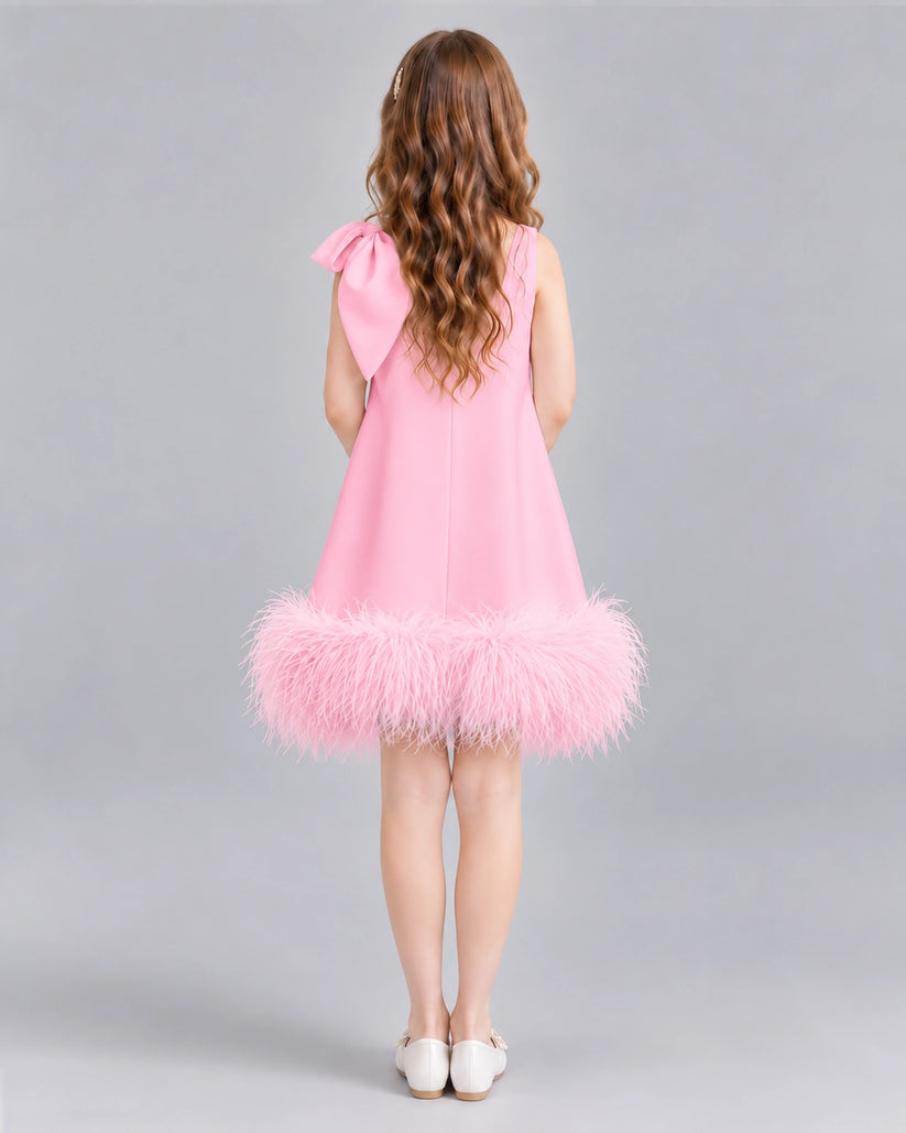 Pink A-line Girls Formal Dresses Back