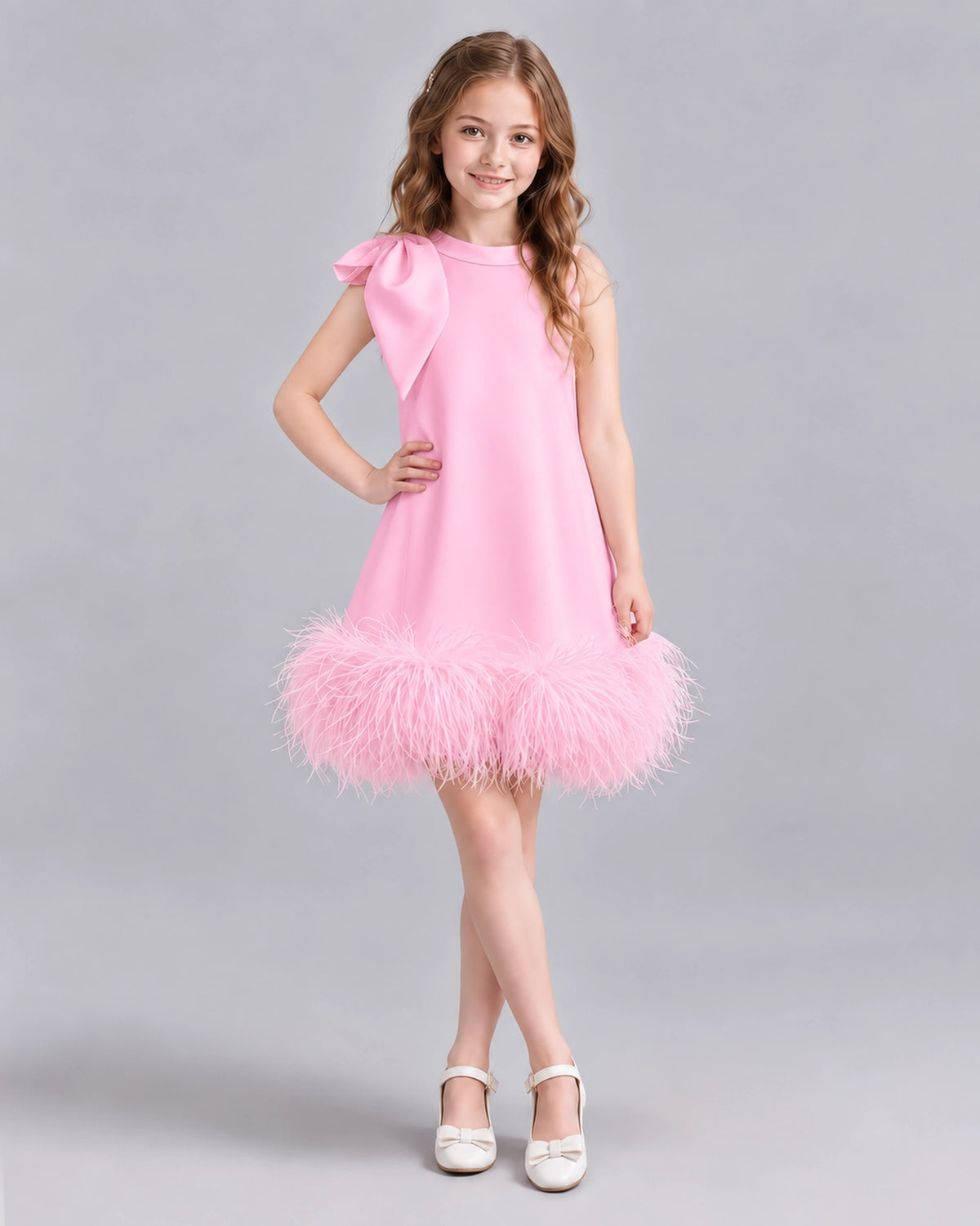 Pink A-line Girls Formal Dresses Front