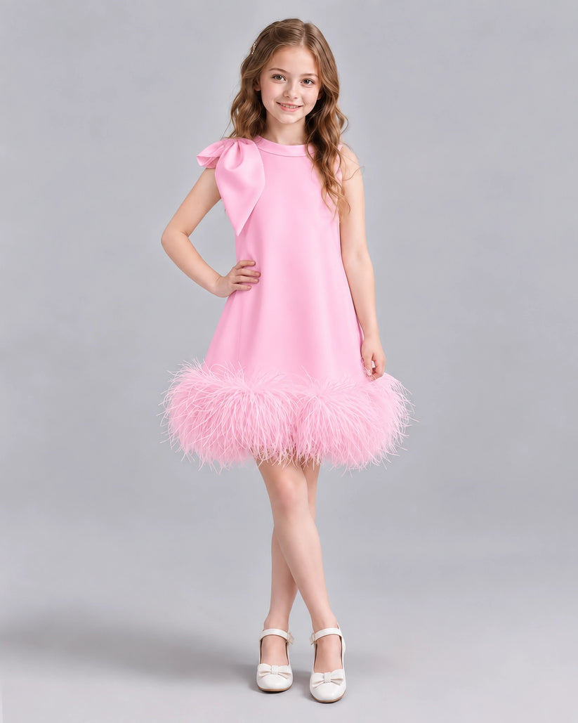 Pink A-line Girls Formal Dresses Front