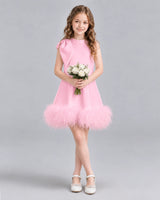 Pink A-line Girls Formal Dresses Pose