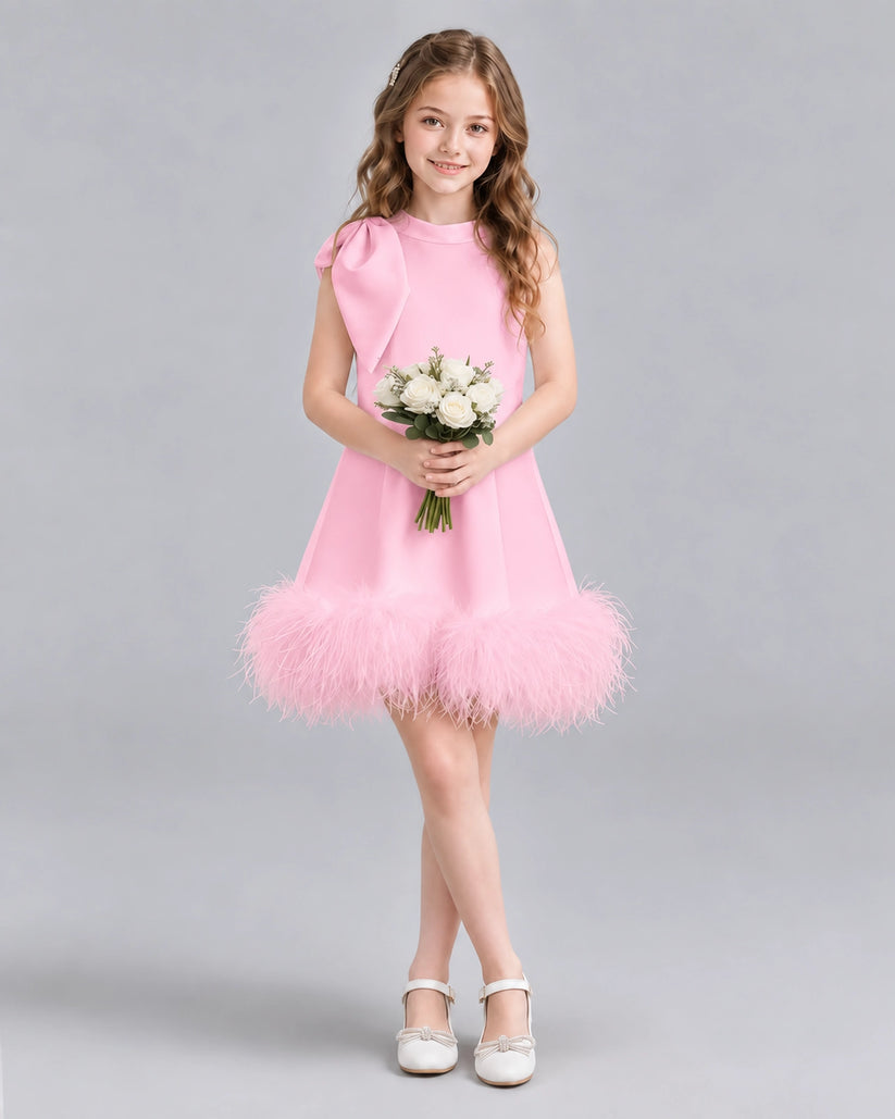 Pink A-line Girls Formal Dresses Pose