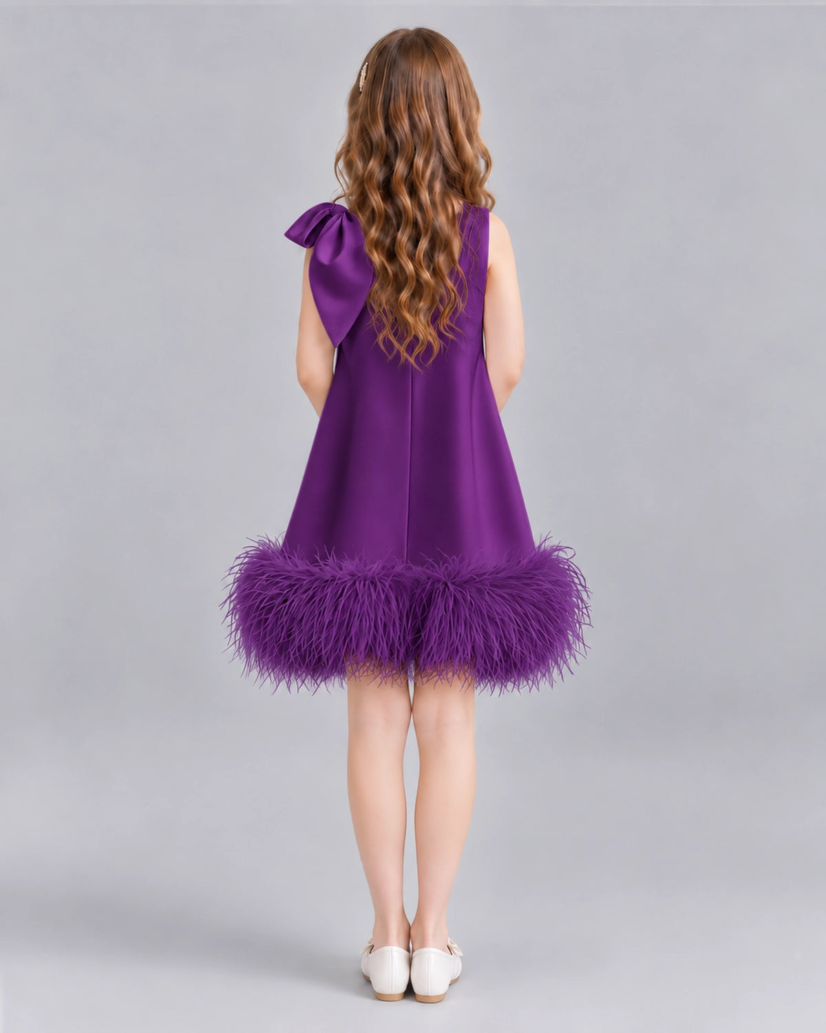 Purple A-line Girls Formal Dresses Back