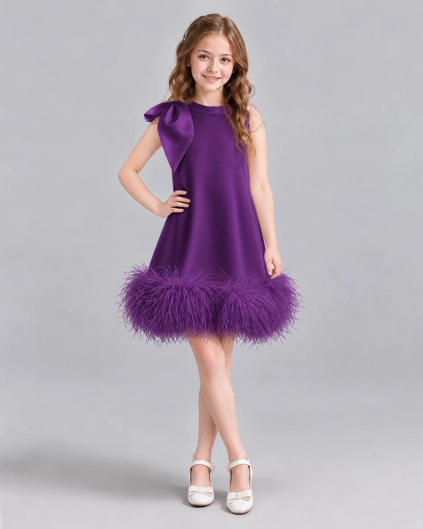 Purple A-line Girls Formal Dresses Front