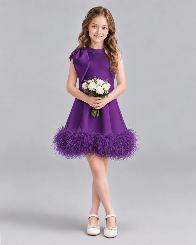 Purple A-line Girls Formal Dresses Pose