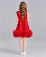 Red A-line Girls Formal Dresses Back