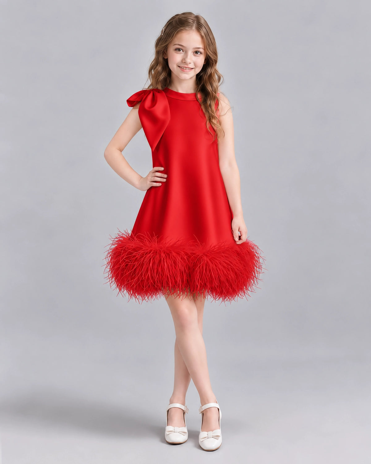 Red A-line Girls Formal Dresses Front