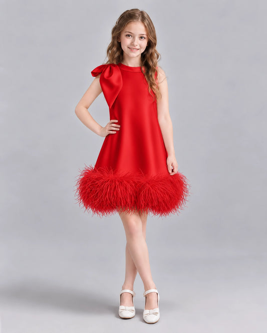 Red A-line Girls Formal Dresses Front