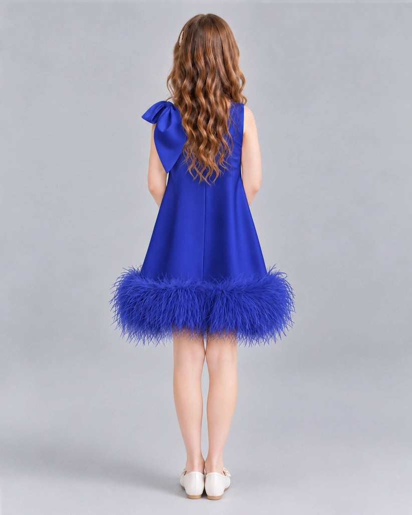 Royal Blue A-line Girls Formal Dresses Back