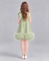 Sage Green A-line Girls Formal Dresses Back