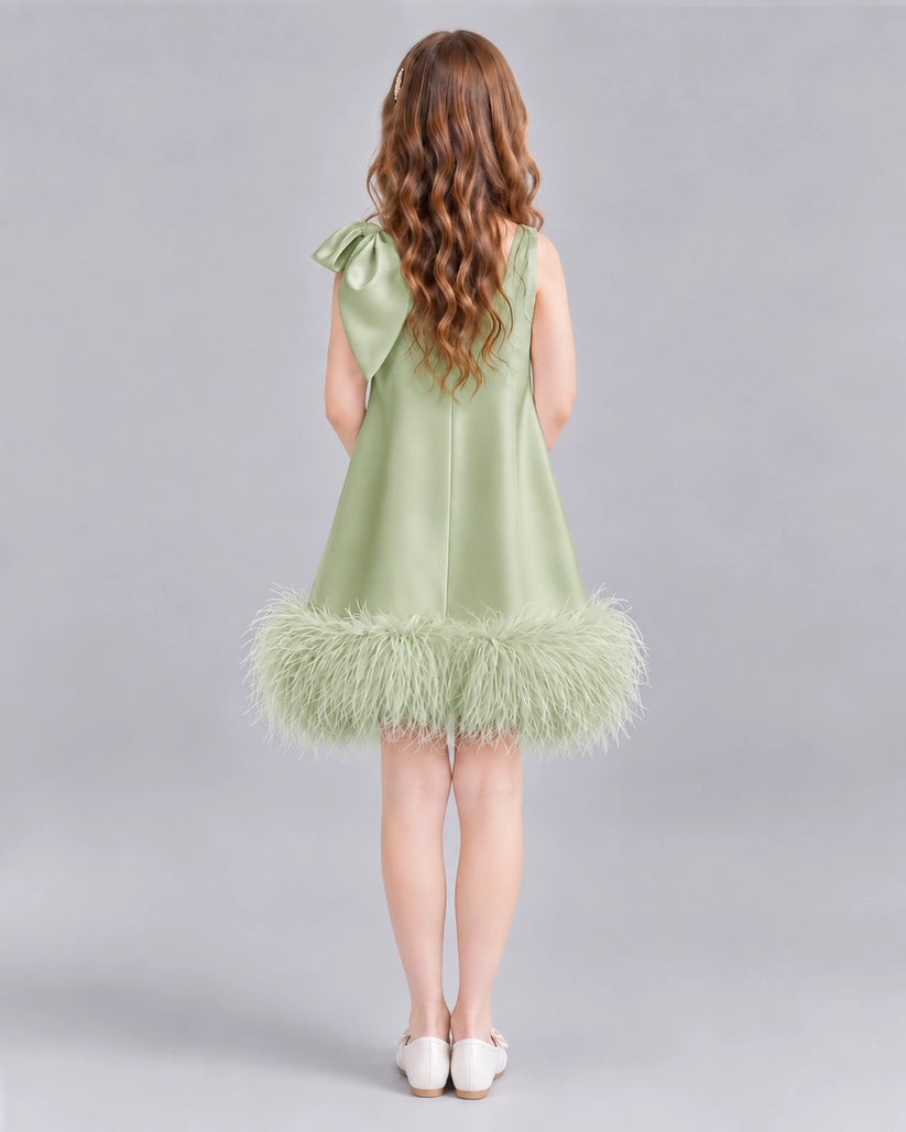 Sage Green A-line Girls Formal Dresses Back