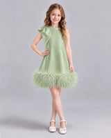 Sage Green A-line Girls Formal Dresses Front