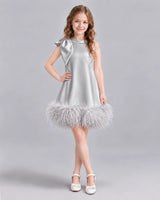 Silver A-line Girls Formal Dresses Front