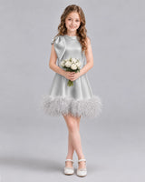 Silver A-line Girls Formal Dresses Pose