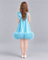 Sky Blue A-line Girls Formal Dresses Back