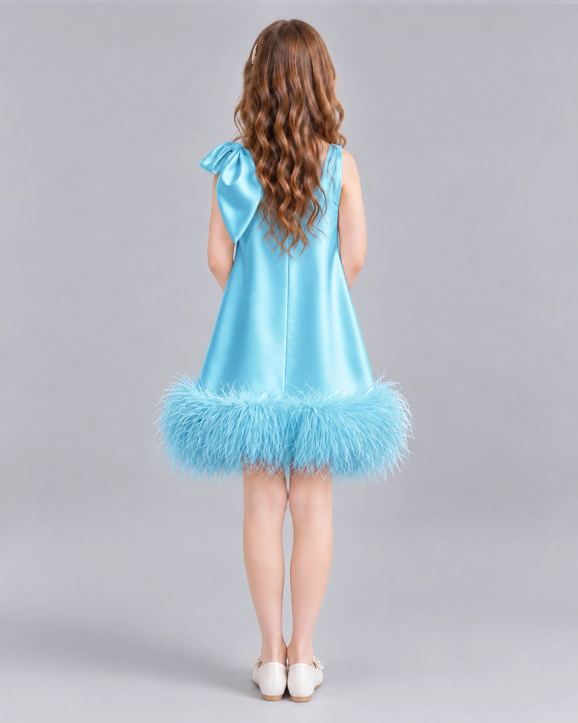 Sky Blue A-line Girls Formal Dresses Back