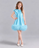 Sky Blue A-line Girls Formal Dresses Front