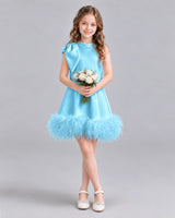 Sky Blue A-line Girls Formal Dresses Pose