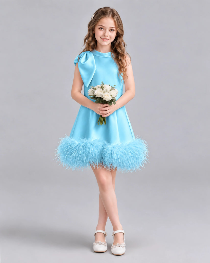Sky Blue A-line Girls Formal Dresses Pose