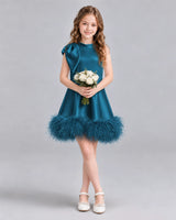 Teal A-line Girls Formal Dresses Pose