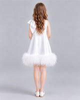 White A-line Girls Formal Dresses Back