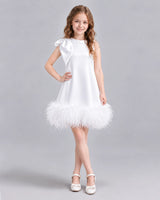 White A-line Girls Formal Dresses Front