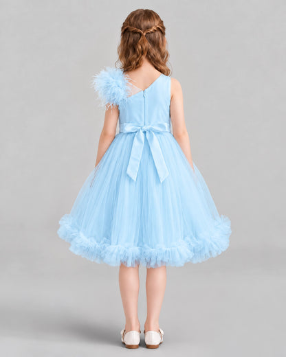 Baby Blue A-line Girls Formal Dresses Back