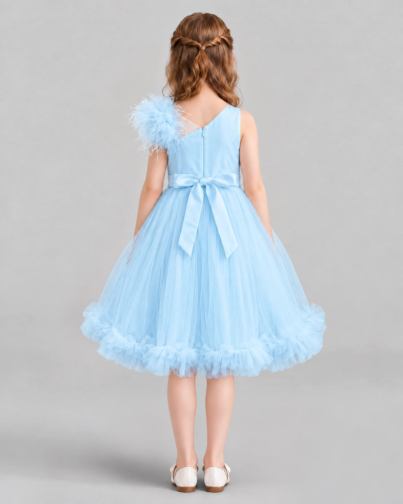 Baby Blue A-line Girls Formal Dresses Back