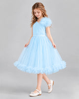 Baby Blue A-line Girls Formal Dresses Side