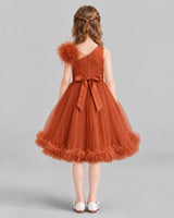 Burnt Orange A-line Girls Formal Dresses Back