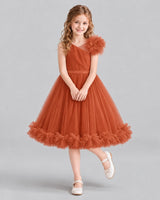 Burnt Orange A-line Girls Formal Dresses Front