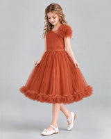 Burnt Orange A-line Girls Formal Dresses Side
