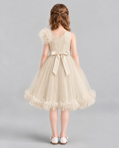 Champagne A-line Girls Formal Dresses Back