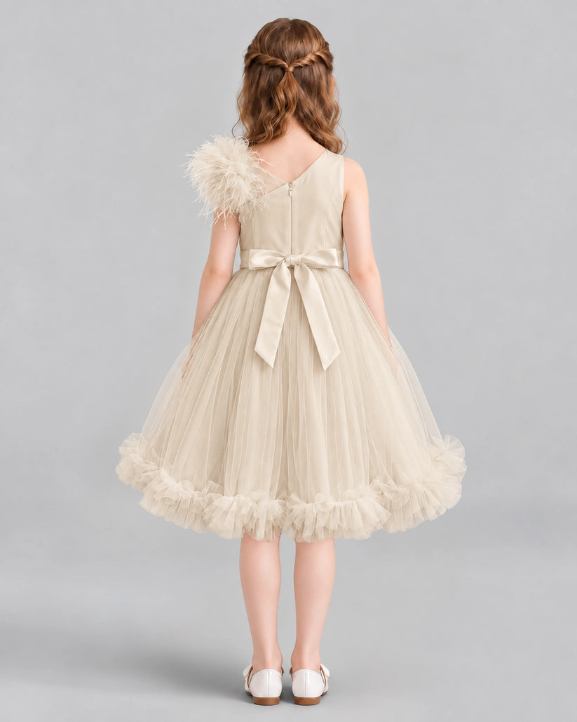 Champagne A-line Girls Formal Dresses Back