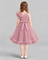 Dusty Rose A-line Girls Formal Dresses Back