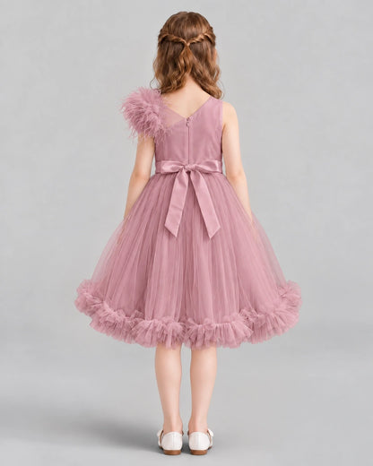 Dusty Rose A-line Girls Formal Dresses Back
