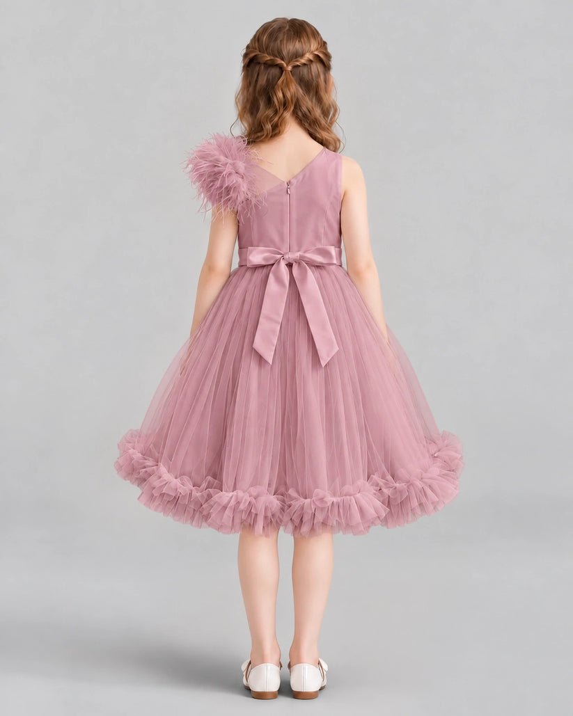 Dusty Rose A-line Girls Formal Dresses Back