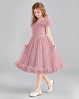 Dusty Rose A-line Girls Formal Dresses Side