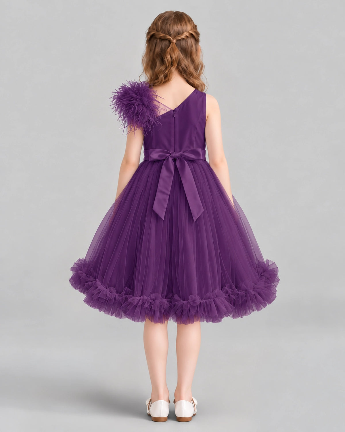 Grape A-line Girls Formal Dresses Back