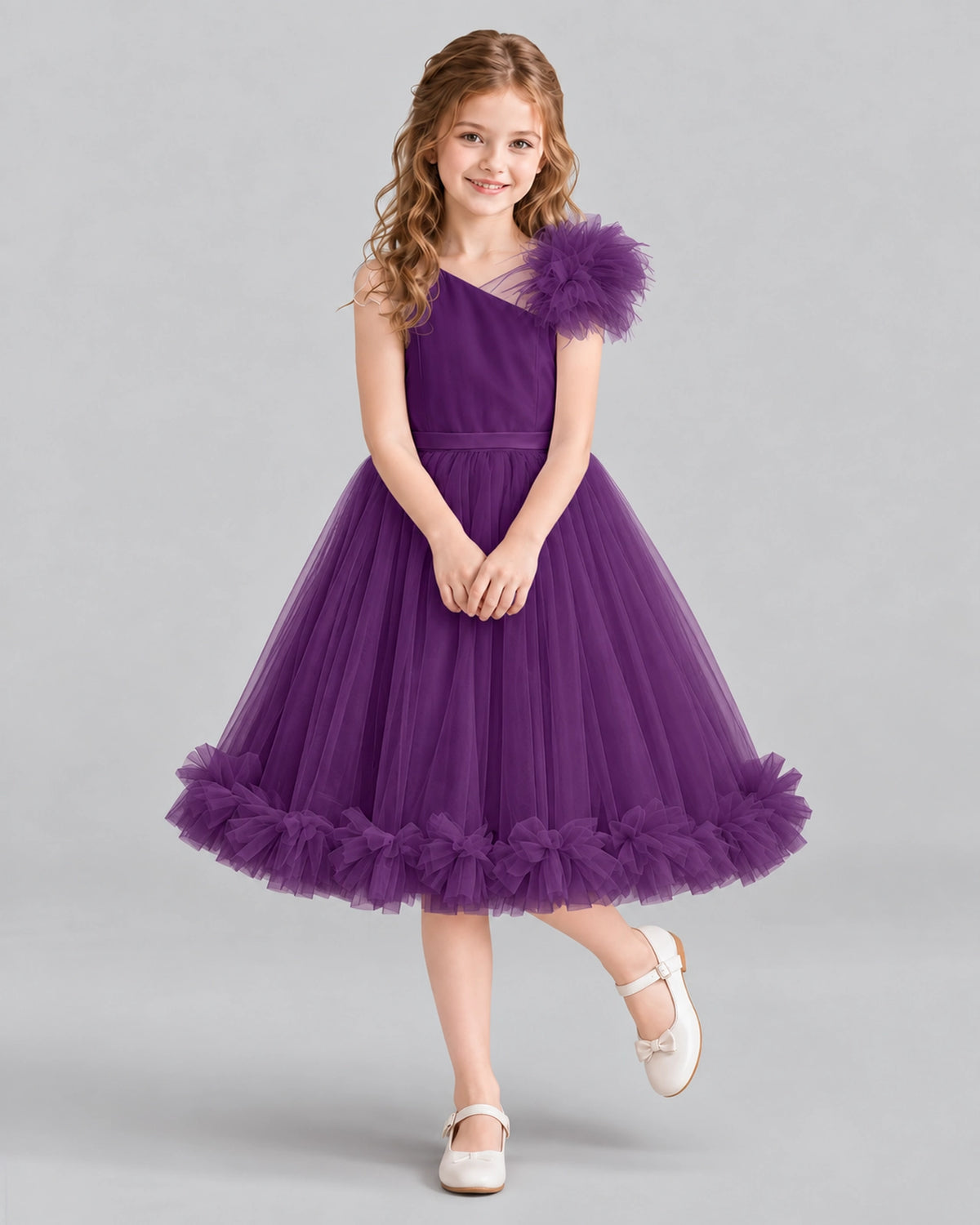 Grape A-line Girls Formal Dresses Front