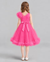 Hot Pink A-line Girls Formal Dresses Back