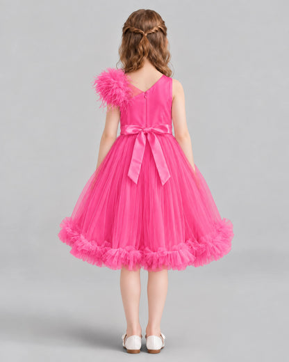 Hot Pink A-line Girls Formal Dresses Back