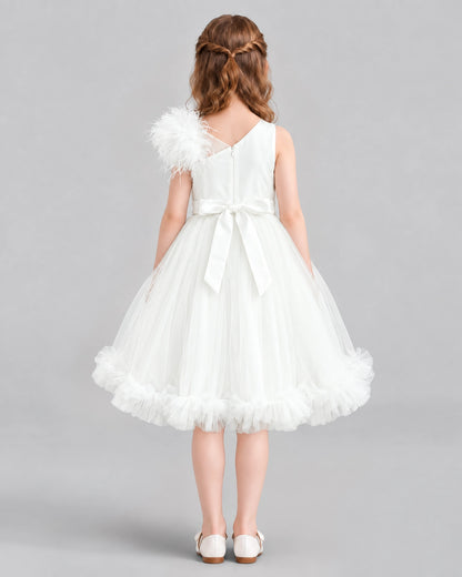 Ivory A-line Girls Formal Dresses Back