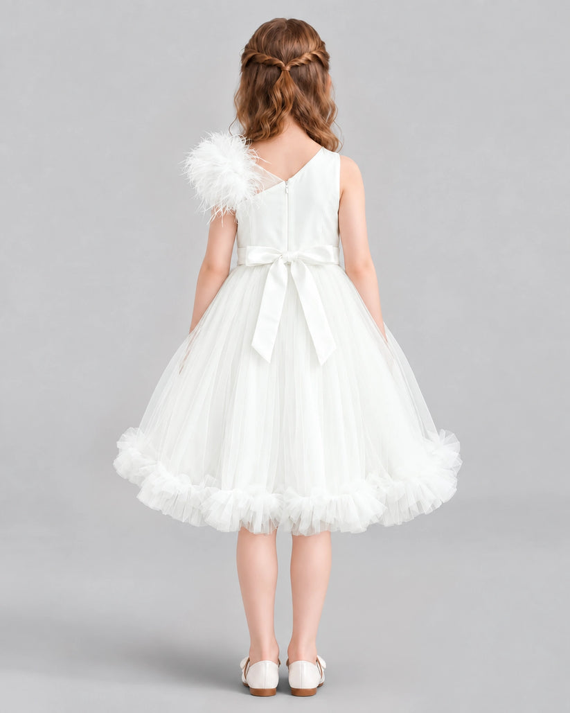 Ivory A-line Girls Formal Dresses Back