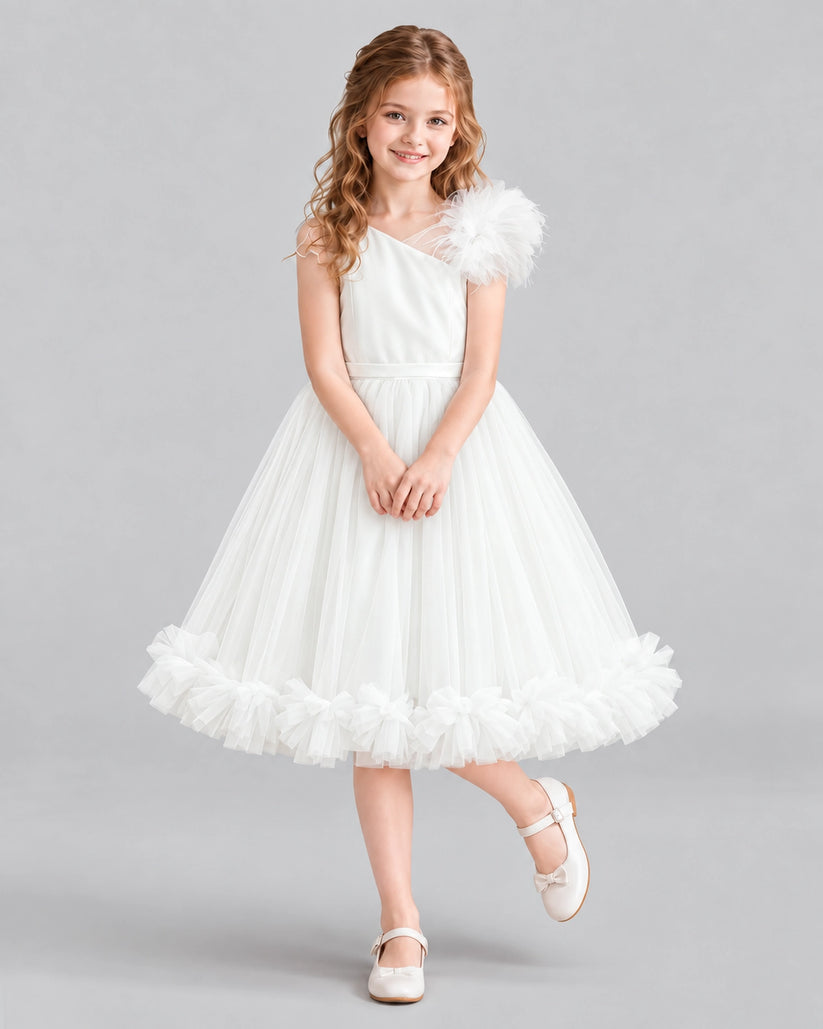 Ivory A-line Girls Formal Dresses Front