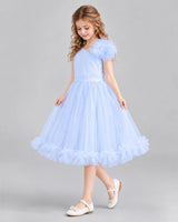 Lavender A-line Girls Formal Dresses Side